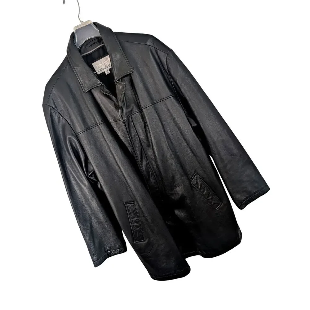 WILSONS LEATHER! M.JULIAN BLACK GENUINE LEATHER 3/4 LENGTH ZIPPER COAT! SZ XXL